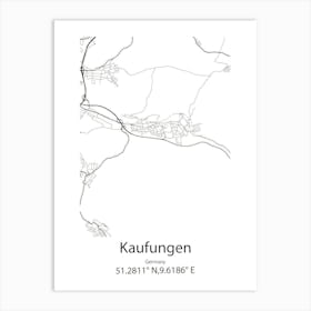 Kaufungen,Germany Minimalist Map Art Print