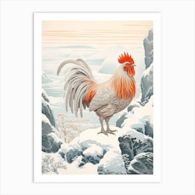 Winter Bird Painting Rooster 1 Art Print