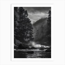 Black And White River Art Print