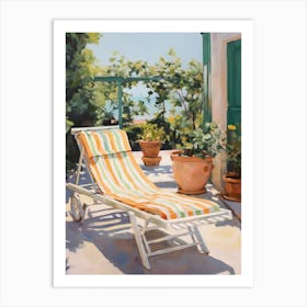 Sun Lounger By The Pool In Bari Italy Art Print