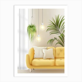 Yellow Sofa In Living Room Art Print