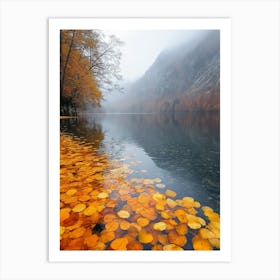 Autumn Leaves On The Lake Art Print