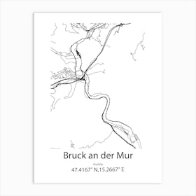 Bruck An Der Mur,Austria Minimalist Map Art Print