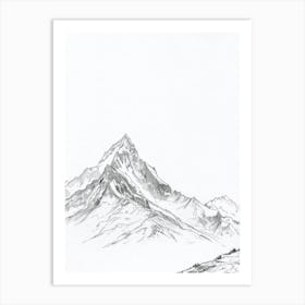 K2 Pakistanchina Line Drawing 2 Art Print