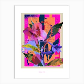 Lisianthus 2 Neon Flower Collage Poster Art Print