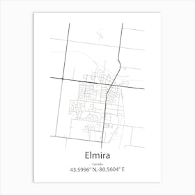 Elmira,Canada Minimalist Map Art Print