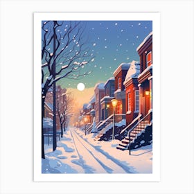Winter Travel Night Illustration Toronto Canada 3 Art Print