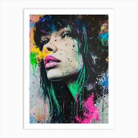 Girl With Colorful Hair Art Print