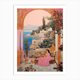 Bodrum Turkey 1 Vintage Pink Travel Illustration Art Print