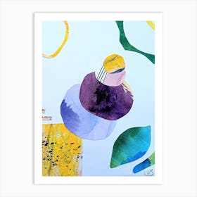 Abstract Painting Collage Blue Lemon Art Print