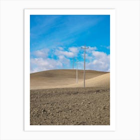 Field With Power Lines Art Print