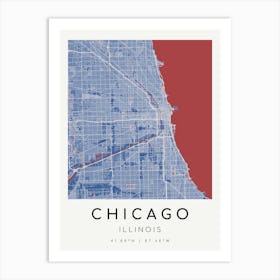 Chicago Map Print - Titien style Art Print