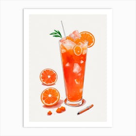 Aperol With Ice And Orange Watercolor Vertical Composition 18 Art Print