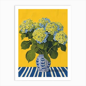 Hydrangea Flowers On A Table   Contemporary Illustration 4 Art Print