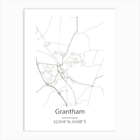 Grantham,United Kingdom Minimalist Map Art Print