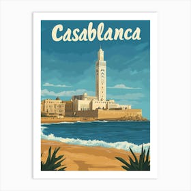 Aihrgdesign A Vintage Travel Poster Of Casablanca Featuring T Eb9b2ade 588b 4ae6 83f0 86defc66460c 2 Art Print