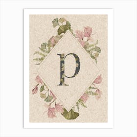 Floral Monogram P Art Print