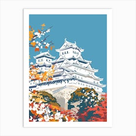 Himeji Castle Japan 1 Colourful Illustration Art Print
