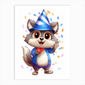 Cute Kawaii Cartoon Raccoon 25 Art Print