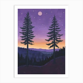 Two Pines At Sunset Canvas Print Art Print