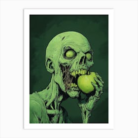 Scary Zombie Eating An Apple 14 Art Print