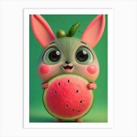 Watermelon Bunny- kids Art Print