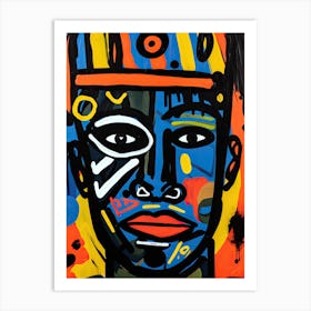 Afrofuturism, African tribe man, Basquiat style Art Print