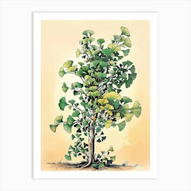 Ginkgo Tree Storybook Illustration 3 Art Print