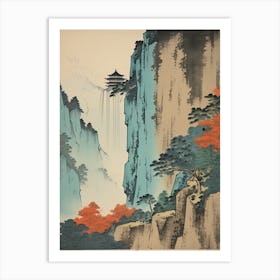 Nachi Falls, Japan Vintage Travel Art 3 Art Print