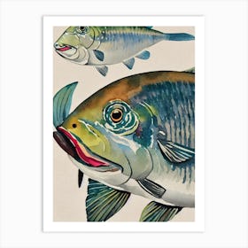 Portuguese Dogfish Vintage Graphic Watercolour Art Print