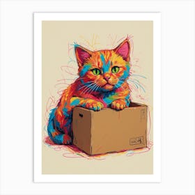 Colorful Cat Canvas Print Art Print