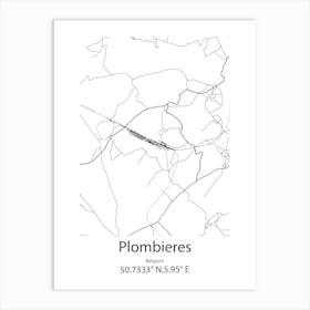 Plombieres,Belgium Minimalist Map Art Print