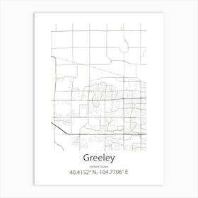 Greeley,United States Minimalist Map Affiche