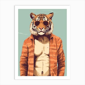 Tiger Illustrations Wearing A Beach Suit 2 Art Print