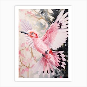 Pink Ethereal Bird Painting Woodpecker 1 Art Print