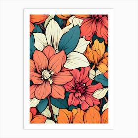 Seamless Floral Pattern 17 Art Print