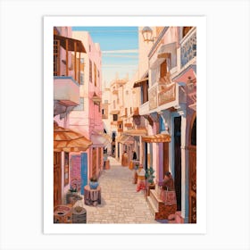 Tangier Morocco 1 Vintage Pink Travel Illustration Art Print