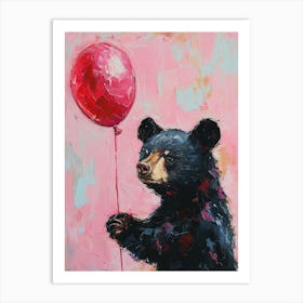 Cute Black Bear 1 With Balloon Art Print