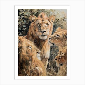 Barbary Lion Acrylic Painting 6 Art Print