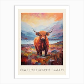 Brushstroke Impressionism Style Painting Of A Highland Cow In The Scottish Valley Poster 5 Art Print