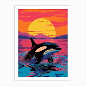 Killer Whale In The Sunset Colour Pop 2 Art Print