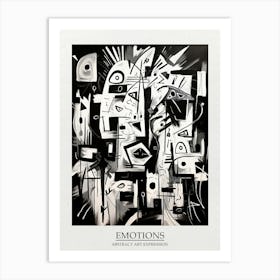 Emotions Abstract Black And White 3 Poster Poster