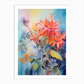 Abstract Flower Painting Bee Balm 1 Art Print