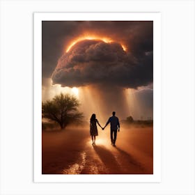 Couple Holding Hands In The Desert Art Print