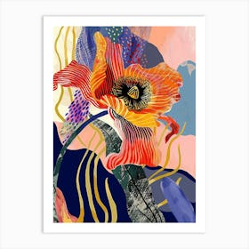 Colourful Flower Illustration Poppy 2 Art Print