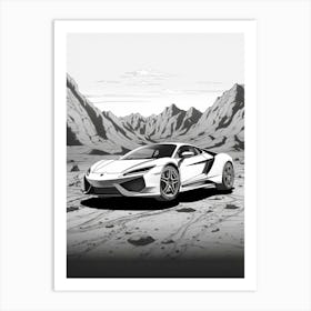 Lamborghini Huracan Desert Line Drawing 3 Art Print