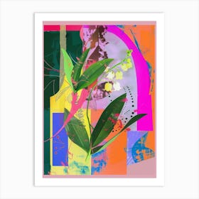 Lily Of The Valley 3 Neon Flower Collage Art Print