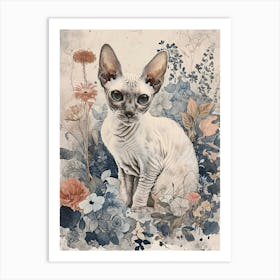 Devon Rex Cat Japanese Illustration 3 Art Print