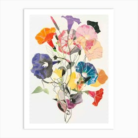 Morning Glory 1 Collage Flower Bouquet Art Print