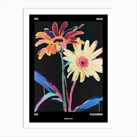 No Rain No Flowers Poster Gerbera Daisy 2 Art Print